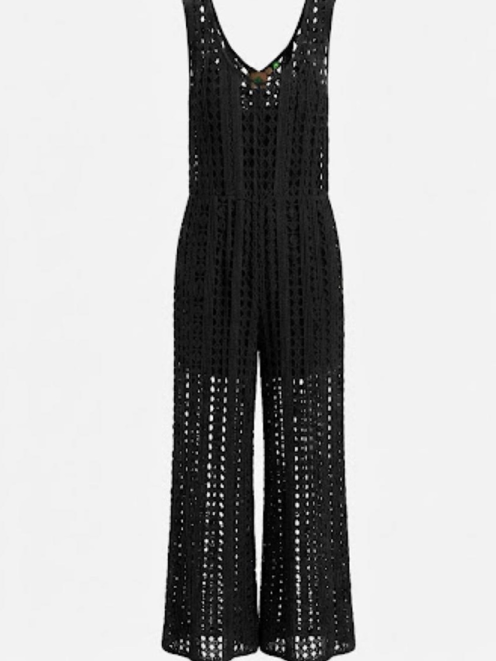 Farm Rio Black Crochet Wide-Leg Jumpsuit L